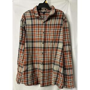 NWT Eddie Bauer Mens Long Sleeve Clay Cotton Plaid Button Flannel Shirt Size 2XL